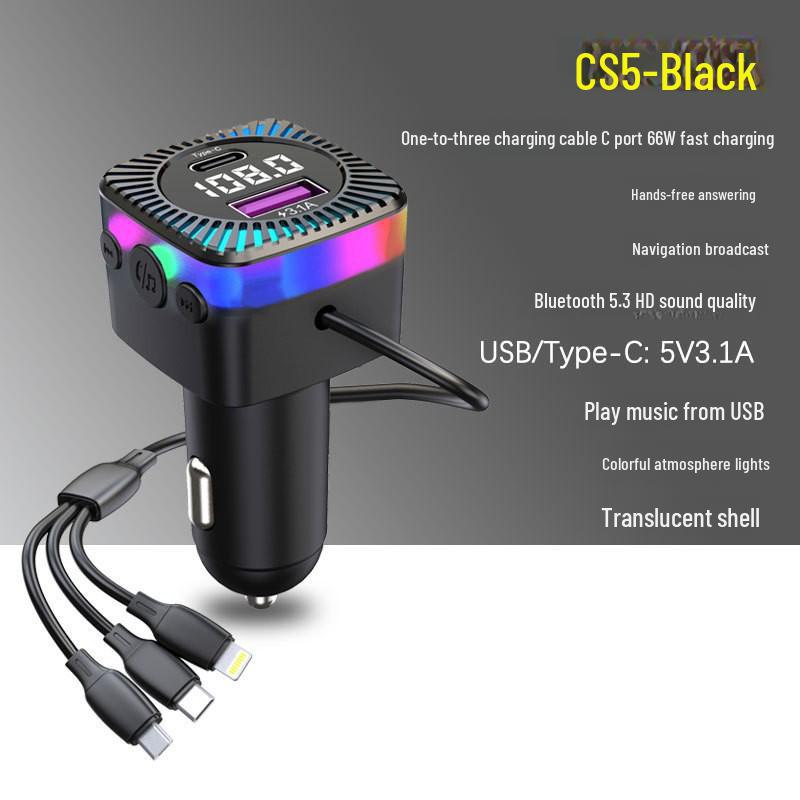 

Автомобильный Bluetooth MP3-плеер, быстрая зарядка, разноцветная подсветка, многофункциональный FM-передатчик с зарядным устройством QC3.0