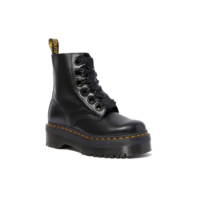 Dr. Martens Molly Kožené platformové boty Černé Dámské tenisky 24861001