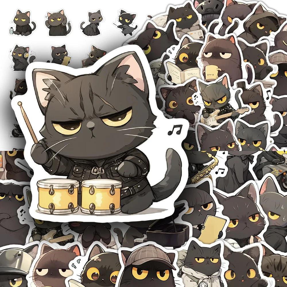 63Pcs Cute Black Cats Graffiti Stickers Kawaii Animal Cartoon Decal Diy Luggage Phone Guitar Fridge Waterproof Sticker Kid Toys