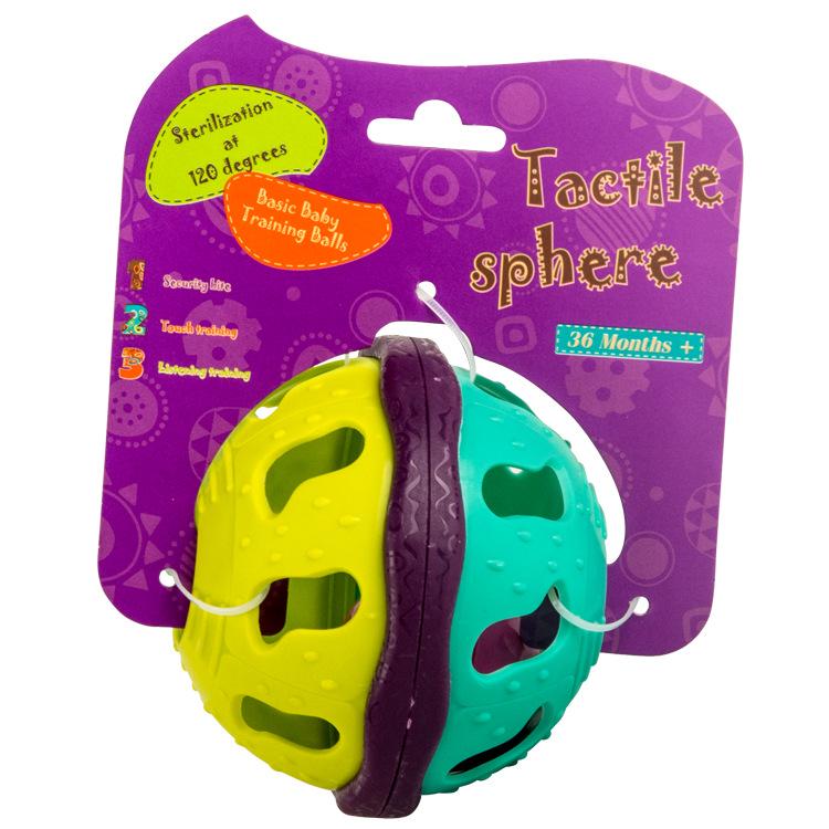 Weiche taktile Babyrassel aus Gummi: Handlicher Ball für 0-12 Monate