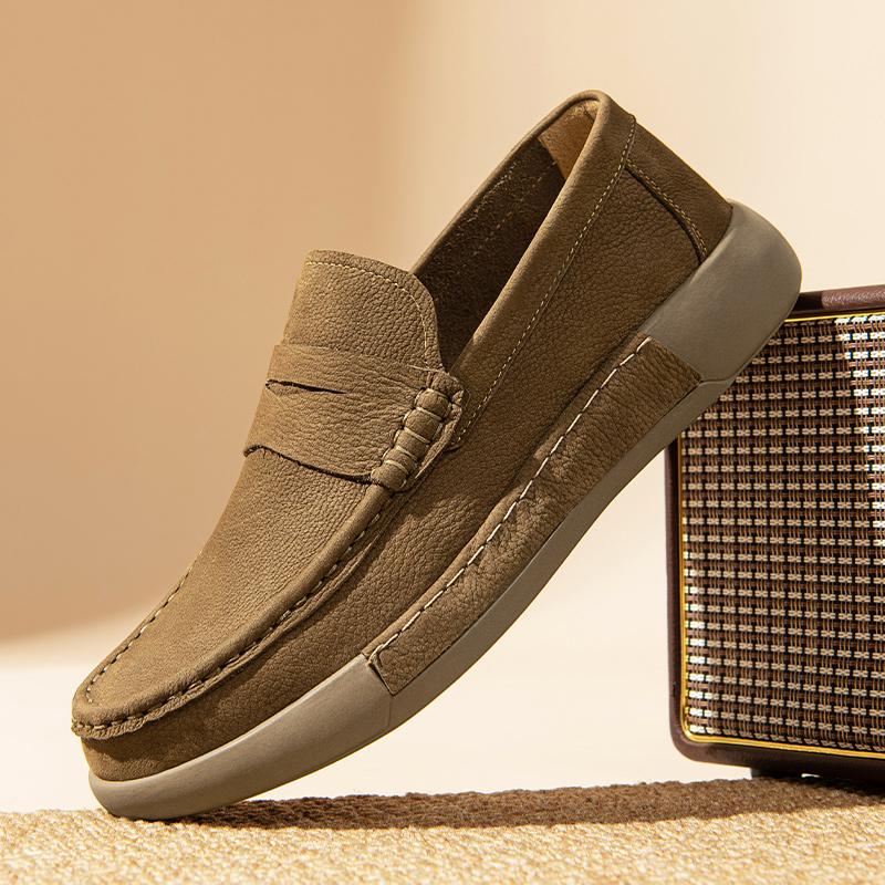 Fashion Spring Autumn New Men's Loafers High-quality Soles Comfortable Men's Walking Shoes Daily Commuting Men's Suede Leather Shoes
