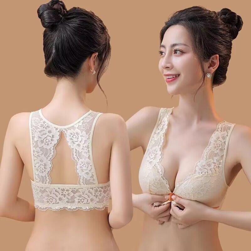 Front-button Bra Women's Gathering and Adjusting Underwear Beautiful Back Front-button Sexy Lace Bra Thin Bra