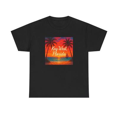 Unisex Adult T Shirt Key West Florida Tropical Sunset Art