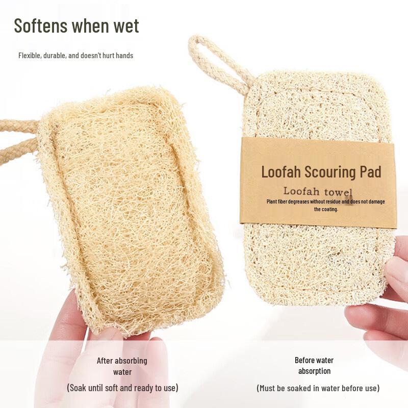 Natural Loofah Kitchen Scouring Pad - Eco-friendly Dishwashing Dishcloth