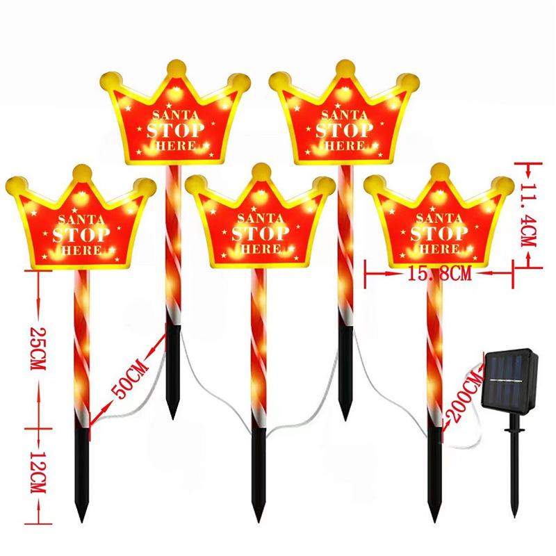 Cross-Border Outdoor LED Solar Ground Insert Christmas String Lights and Road Signs