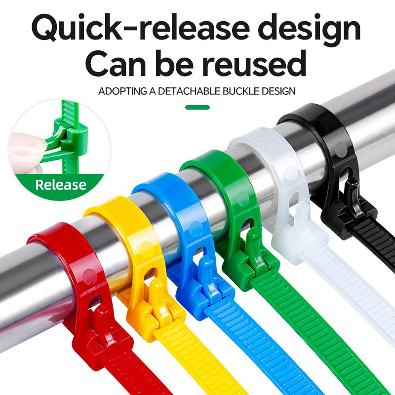 Nylon Flame Retardant Releasable Cable Ties 8*250mm, Reusable, Factory Direct Supply, Preferential Price