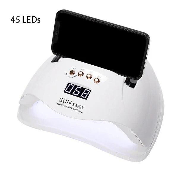 

Новый гель SunX6Max 256 Вт, сушилка для геля для ногтей, перезаряжаемая гелевая УФ-лампа для ногтей, 45 УФ-светодиодная сушилка для ногтей, держатель для мобильного телефона US чёрный