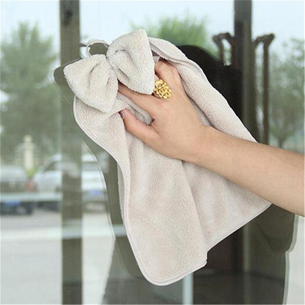 Soft Absorbent Bowknot Cloth Hanging Wipe Dishcloths Hand Towel Bathroom Accessories Kitchen Tools