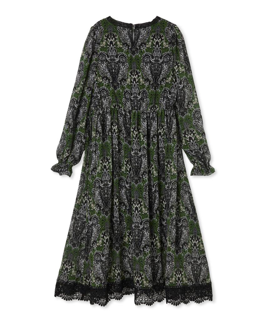 Penfield Pattern Lace Detail Dress Green_Fs2Ws80F