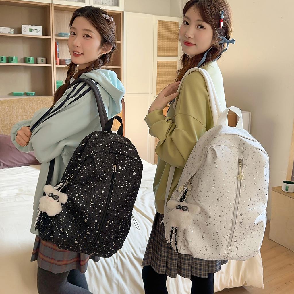 Schoolbag high value star backpack female college student lightweight simple schoolbag Korean ins style high school student casual backpack