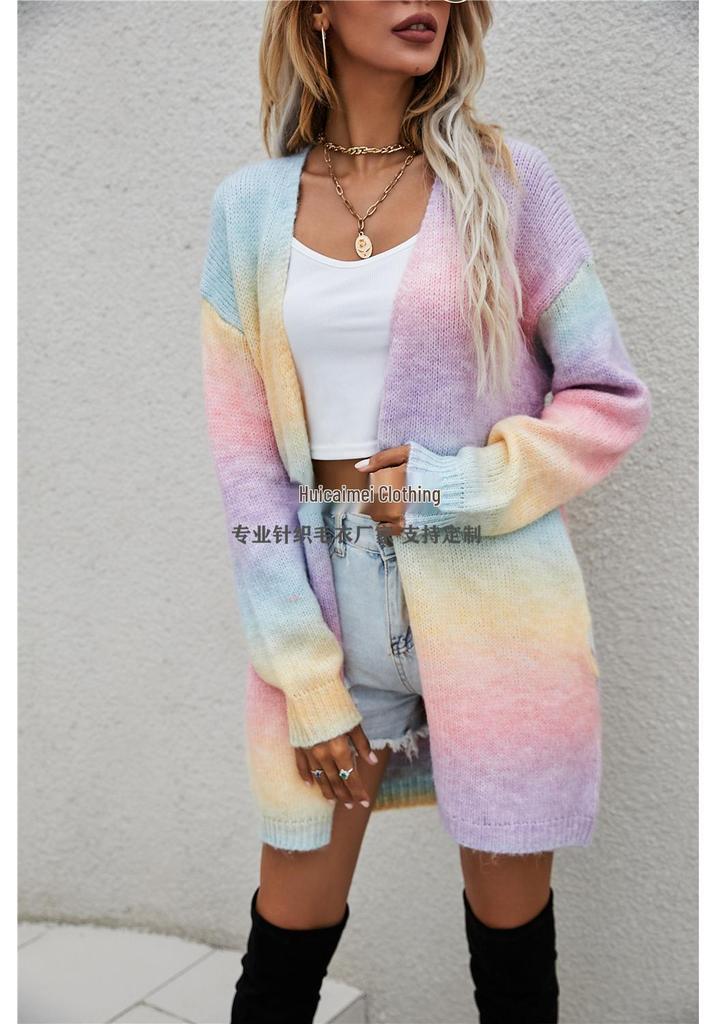 Cardigan en maille arc-en-ciel Hiver 2026 Grande Taille pour Femme