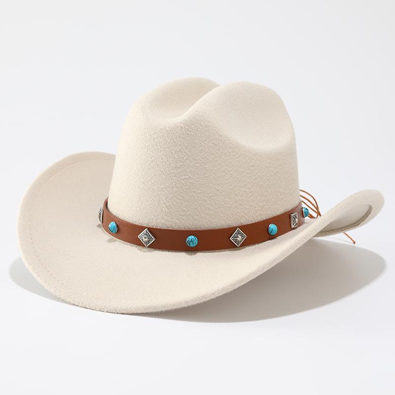 Top Hat Men's and Women's Ethnic Style Tibetan Wool Retro Western Cowboy Hat European and American Jazz Hat Felt Hat