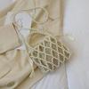 Yogodlns French Retro Handbag Fairy Woven Beaded Bucket Bag Crossbody Bag Summer Niche Design Hollowed Out Pearl Bag