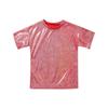Kids Girls and Boys Casual Metallic Shiny Short Sleeve T-shirt Sparkly Jazz Dance Tops