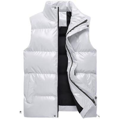 Herren Herbst Winter Glänzende Warme Daunenweste Stehkragen Warm Winddicht Mode Schlichtes Design Lockere Version Warme Daunenweste