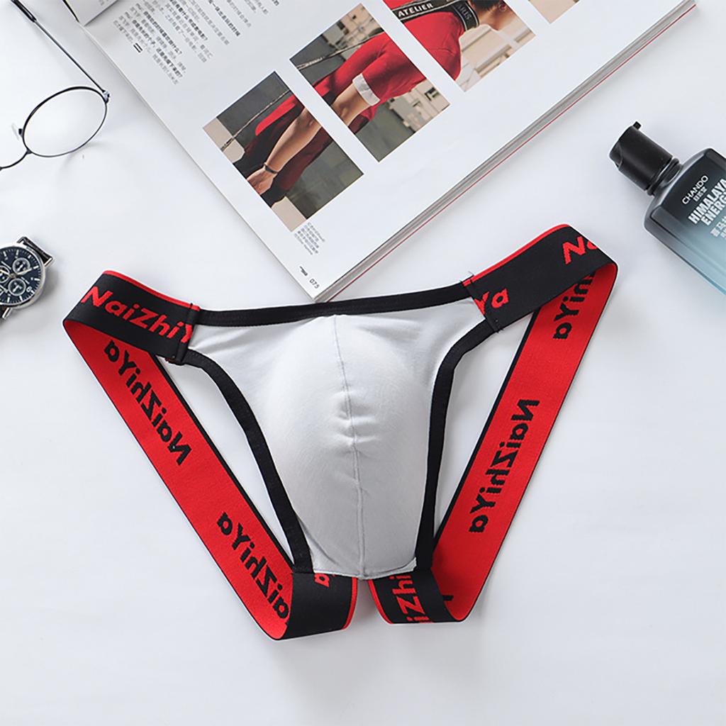 Men's Erotic Panties Thong Sexy Low Waist Cotton Breathable T-Pants Bladder Breathable Double Thong