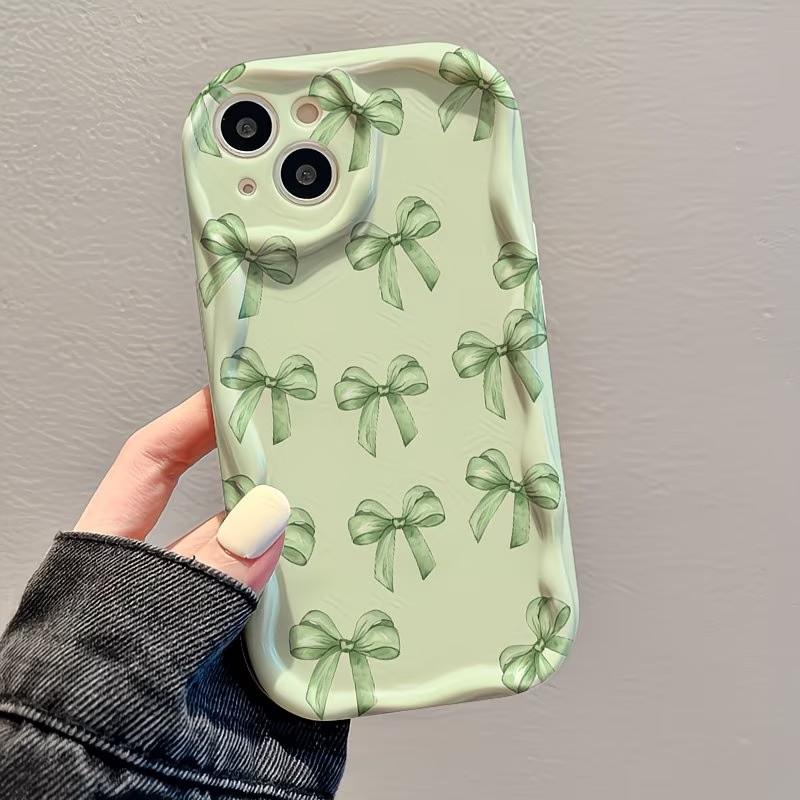 Green Bow Watercolor Pattern Phone Case for Samsung Galaxy S26 S25 S24 S23 S22 Ultra Plus FE A16 A17 A37 A36 A57 A56 A55 Cover