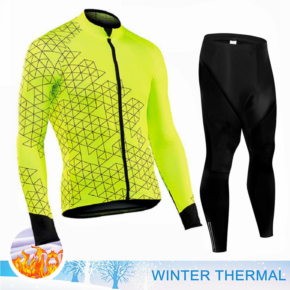 2025 Pro Team Winter Thermal Fleece Cycling Jersey Set Long Sleeve Bicycle Clothing Mtb Bike Wear Maillot Ropa Ciclismo Cycling