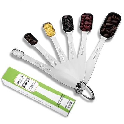 6Pcs Stainless Steel Measuring Spoon Set Coffee Sugar Tea Spice Measuring Scoop Set With Scale For Kitchen Baking Measuring Tool