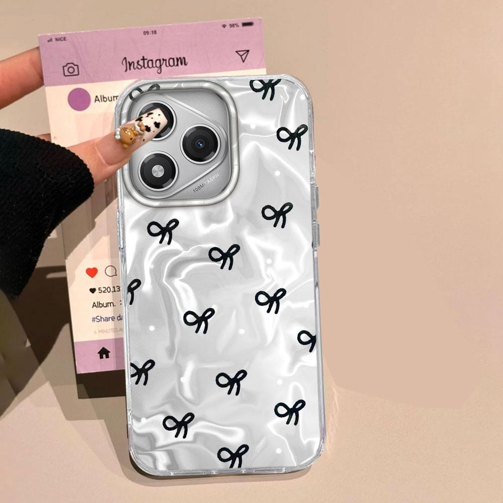 Circular Dots Black Bow Women Girls Phone Case for Honor 400 200 90 Smart Pro Magic7 6 5 70 Lite X9a X9c X8b X8a X8c X7c Cover