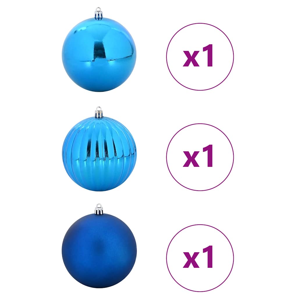 XXL Christmas Ornament Set 3 pcs Blue Plastic