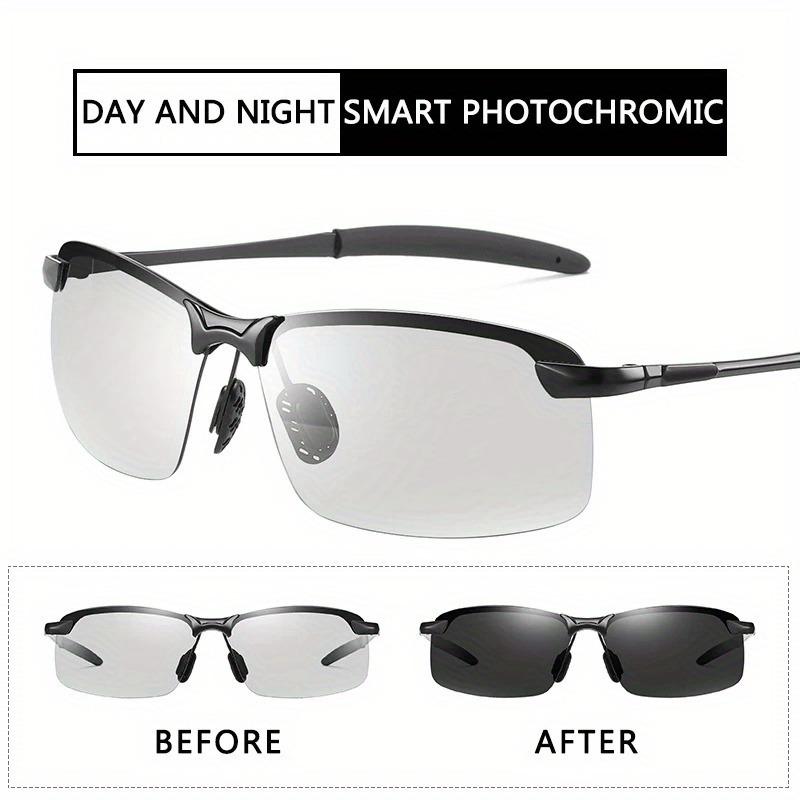 1pc Photochromic Sunglasses Fashion Classic Men Square Driving Goggles Polarized Day Night Chameleon Glasses