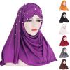 Head Wrap Fashion Women Headscarf Round Beads Faux Pearl Headwear Scarf for Daily Life