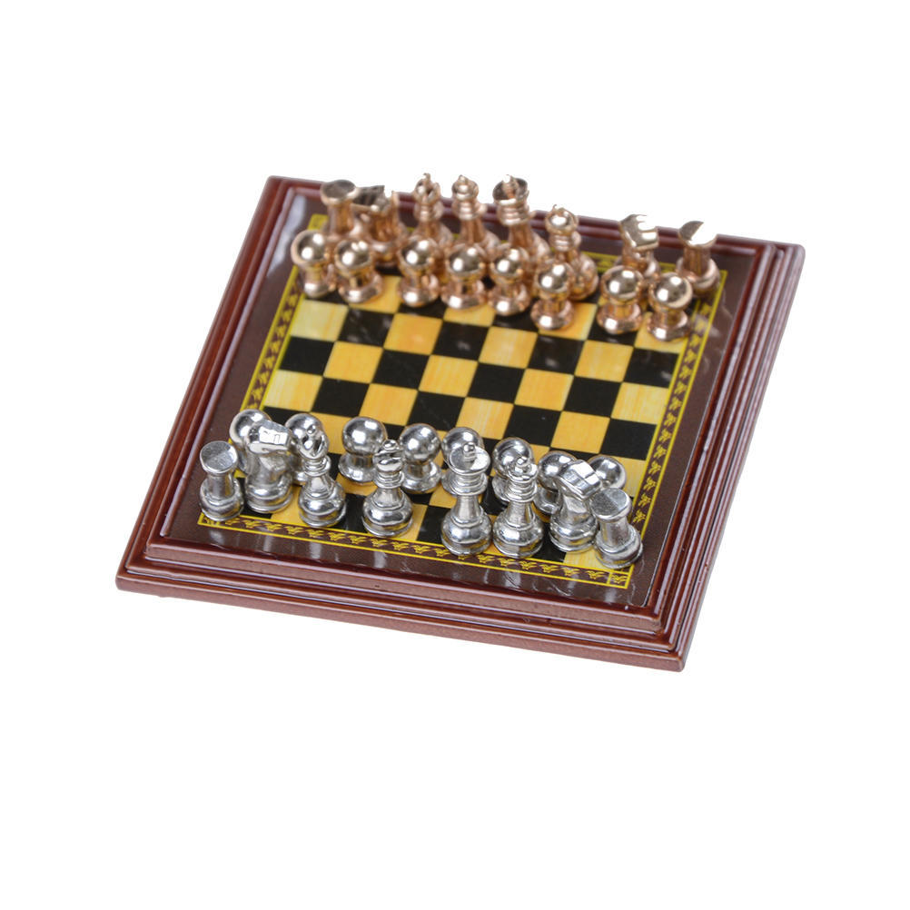 Sale Dollhouse Miniature 1:12 Toy A Set Of Metal Chess Set
