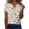 Sommer Oberteile für Damen Knopfleisten Blusen für Damen Elegant Lässig V-Ausschnitt T-Shirts