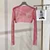 Sparkling Mesh Diamond Sun Protection Long Sleeve Party Top