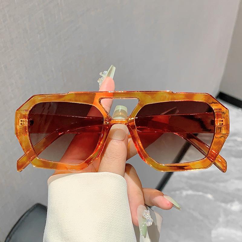 New double beam irregular anti-ultraviolet sunglasses women's fashion European and American retro Internet celebrity advanced sunglasses