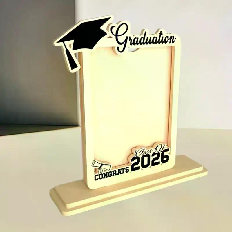 Wooden Graduation Photo Frame With Grad Cap Diploma Decor Class Of 2026 Ideal Grad Gifts Desk Decor Souvenir