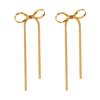 1 Pair Metal Bowknot Earrings Long Short Herringbone Tassel Luxury Elegant Women Girls Knotted Dangle Earrings Fashion Accessories Birthday Gift
