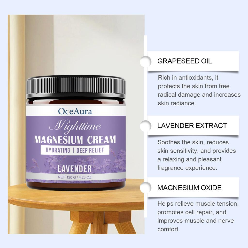 Oceaura Nighttime Soothing Magnesium Cream Deep Hydrating Moisturizing Body Lotion