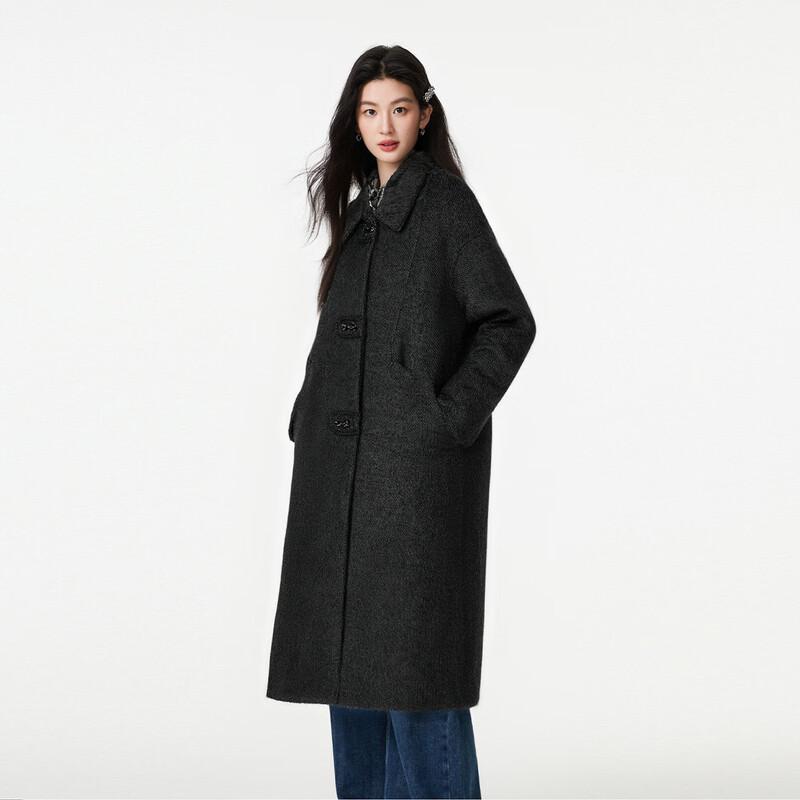 FivePlus Women's Korean Style Long Wool Blend Winter Coat
