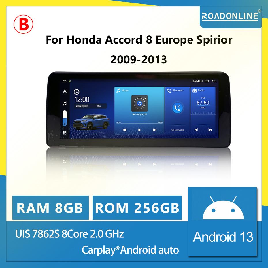 For Honda Accord CU2 Accord 8 Europe Spirior 2009-2013 Android 15 8 Core 12.3inch Car Multimedia Player Stereo Receiver Radio