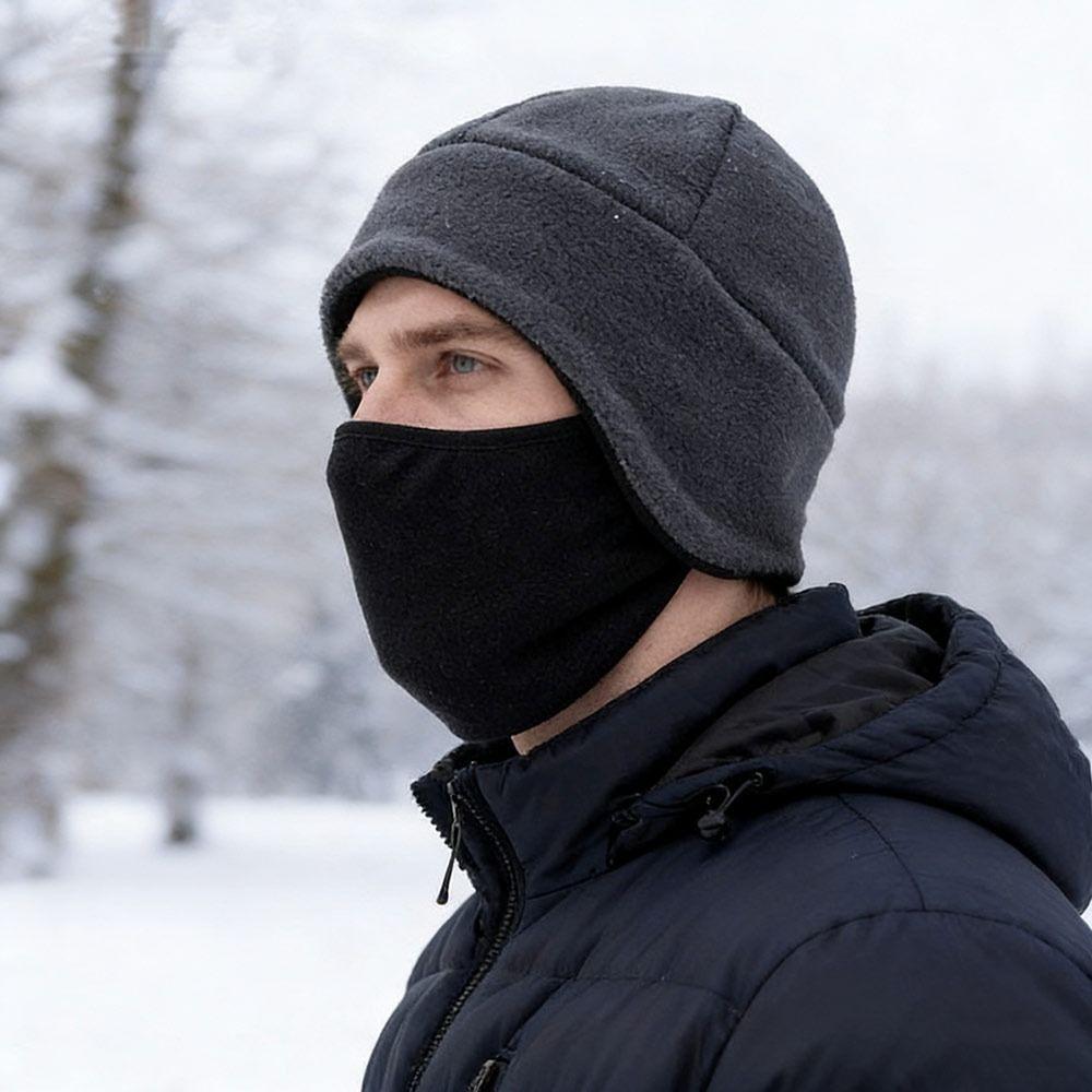 Thicken Fleece Hat Ear Protection Windproof Warm Pullover Hats Unisex Double-layered Headcover Bonnet