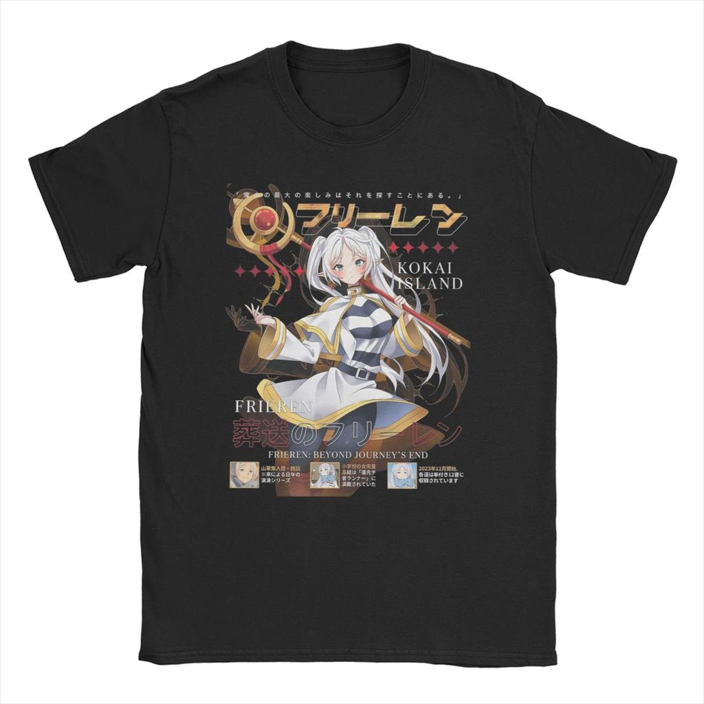 Frieren T Shirt for Unisex Women 100% Cotton Humorous T-Shirt Round Collar  Tees Short Sleeve Clothes 4XL 5XL 6XL
