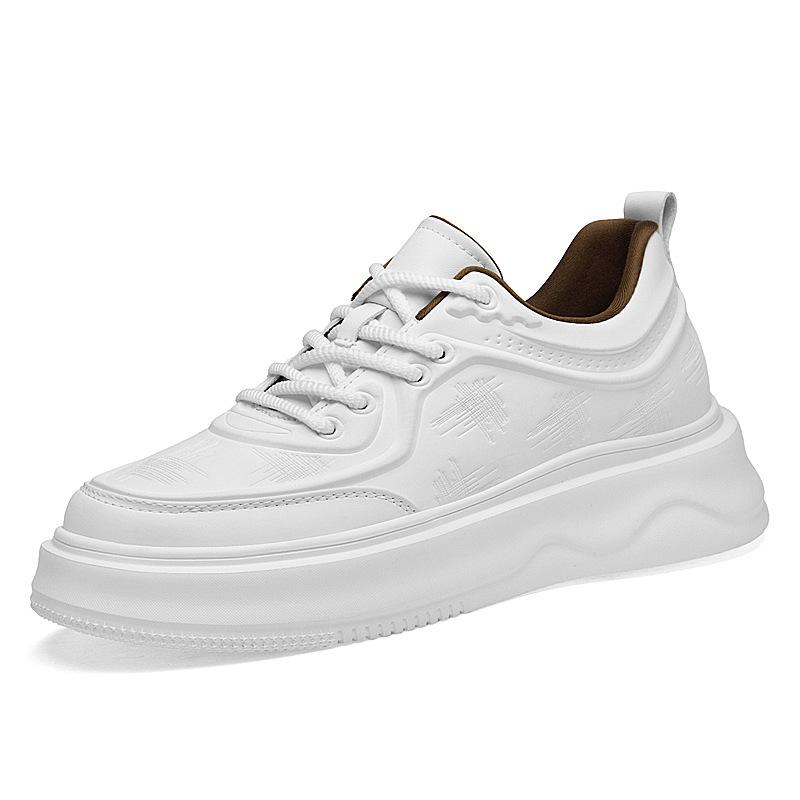 Men s White Summer Lightweight Height-Boosting Low-Top Lace-Up Sneakers 37