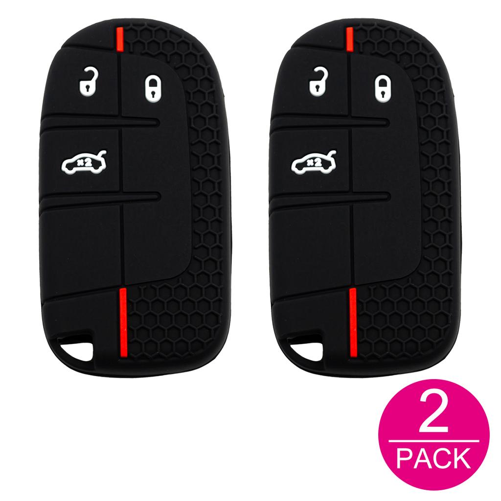 2x Silicone Car Key Fob Cover Case Holder Keychain For Jeep Grand Cherokee Renegade Compass Dodge Charger Challenger Durango