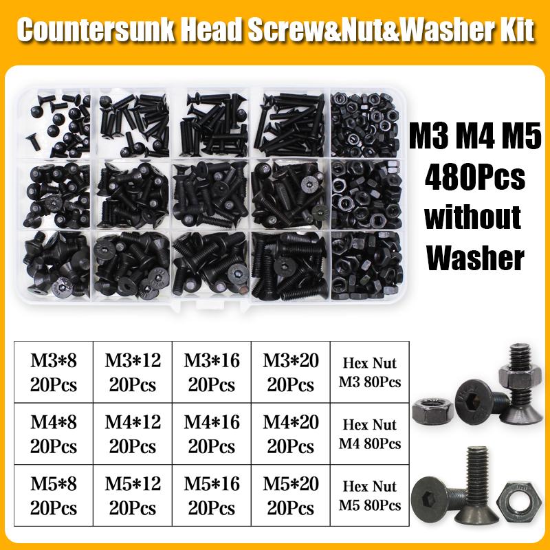 3045P Hex Hexagon Socket Countersunk Head Screw M2- M8 Carbon Steel Flat Head Bolt and Nut Washer Screws 10.9 Grade Alloy Steel