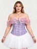 Women's Jacquard Lace Corset Top with Flutter Sleeves & Waist Cincher
