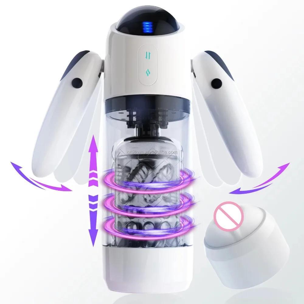 Automatic Rotating Male Masturbator Realistic Vagina Adult Blowjob Masturbator Handheld Multi-Channel Penis Training Stimulator