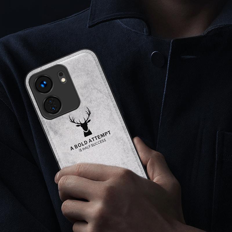For Xiaomi Redmi 13C 4G/Poco C65 4G Phone Case Deer Pattern Cloth Textured Anti-Slip