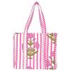 Handcrafted Cotton Tote Bag - Pink Block Print Shoulder Purse for Large Shopping Beach Travel - Artisan Indian Quilted Fabric Shopper Carryall