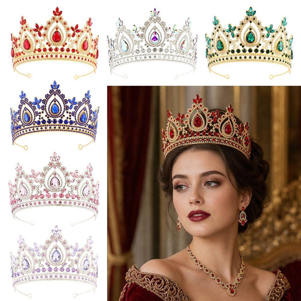 Crystal Bridal Crown Tiara Metal Base Tall Crystal Crown Vintage Queen Crown