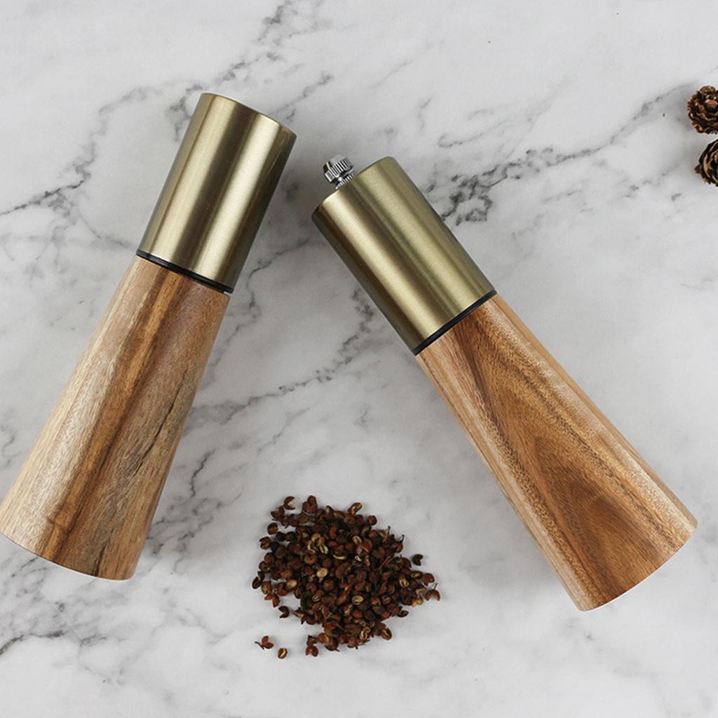 Durable Salt and Pepper Grinder Set with Base Holder Coarse Salt and Pepper Mill Wood Material Salt and Pepper Mill Set