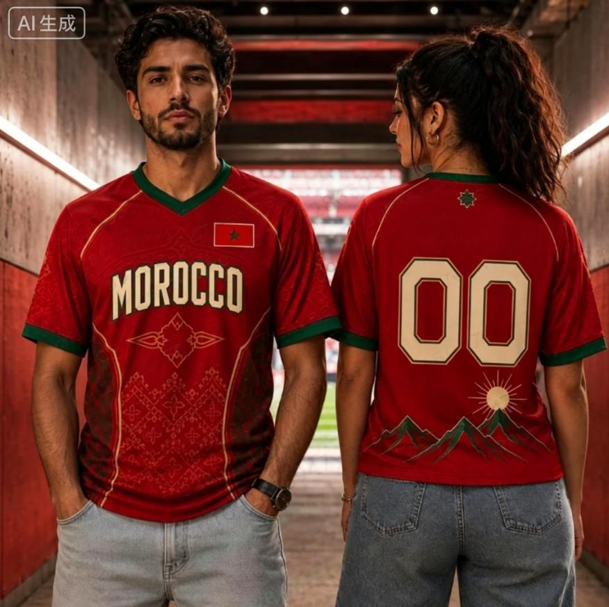 Moroccan Football Jersey 3D Printed Quick-drying Short-sleeved T-shirt for Men Women Streetwear Sports Shirt Training Suit Y2k