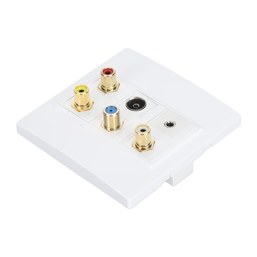 Multimedia Wall Plate 3.5mm F Type TV9.5 3 RCA AV Wall Panel for TV Set Top Box Coaxial Cable Radio