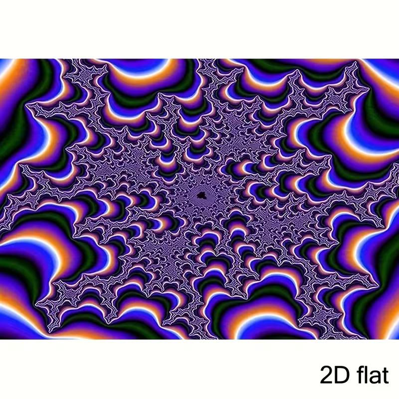 2D Psychedelic Fractal Backdrop, Trippy Abstract Optical Illusion Photography Prop 47.2x31.5inch/120*80cm